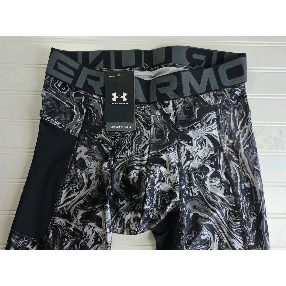 Under Armour HeatGear Printed Compression Leggings Men's 2XL Gray 1370326 NWT
